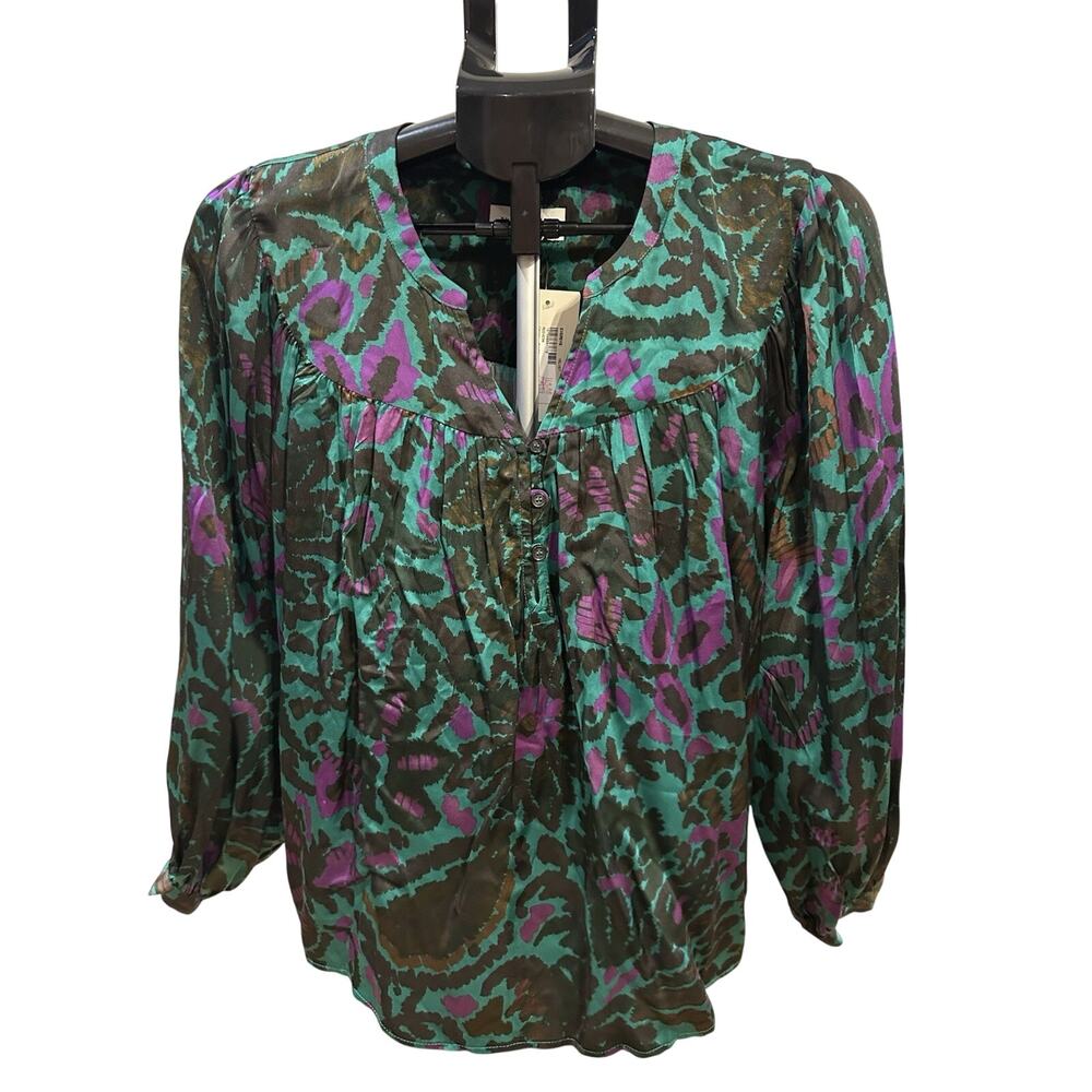 Velvet Patterned Satin Blouse Women's size XS